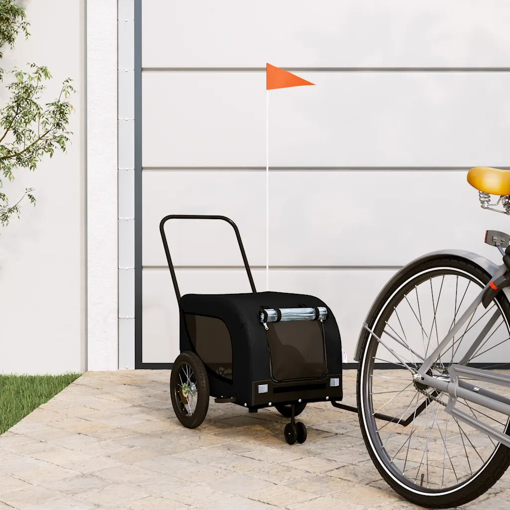 Rimorchio da Bici per Animali Nero Oxford e Ferro CFW2086477