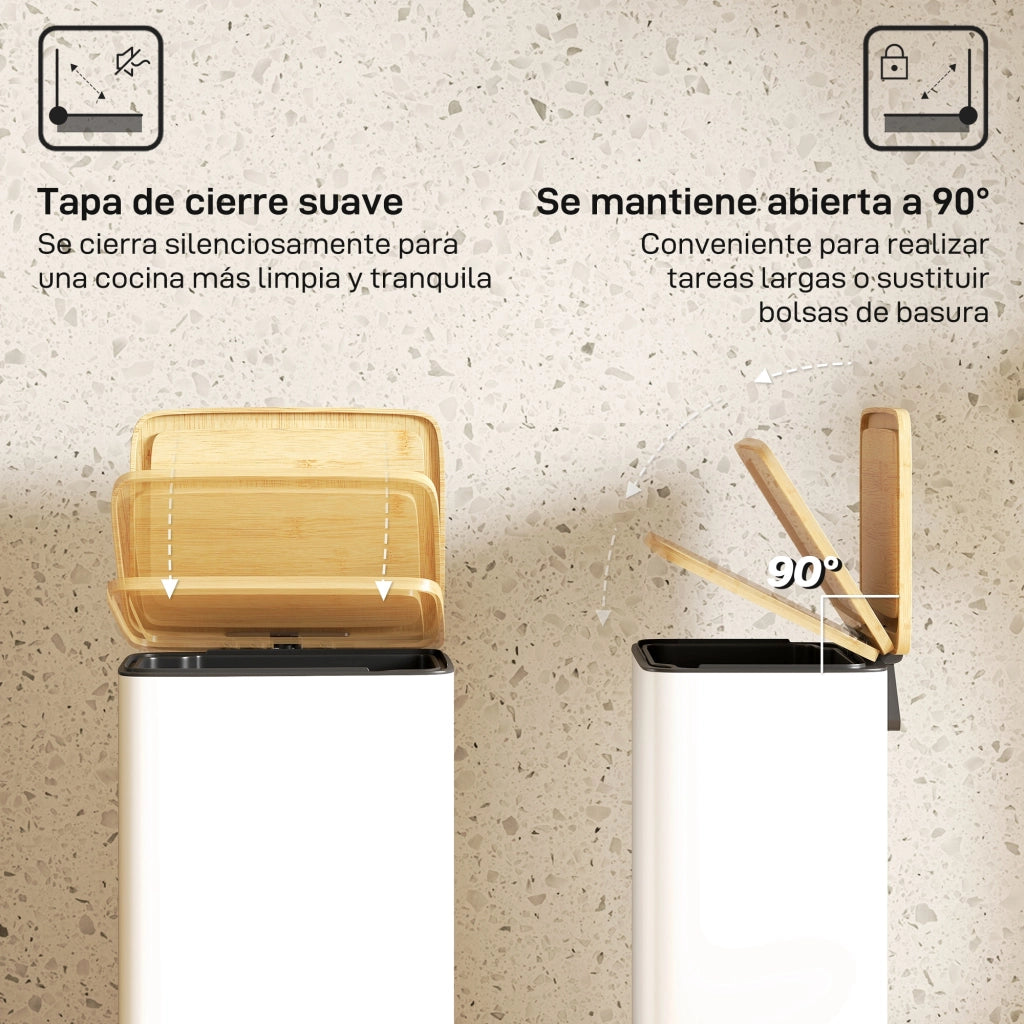 Cubo della spazzatura con pedale 20 litri ¨C zephmum ¨C 29.5x29.5x56.8 cm bianco