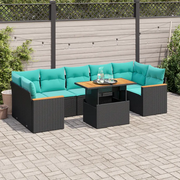 Set Divani da Giardino con Cuscini 8 pz Nero in Polyrattan 3327459
