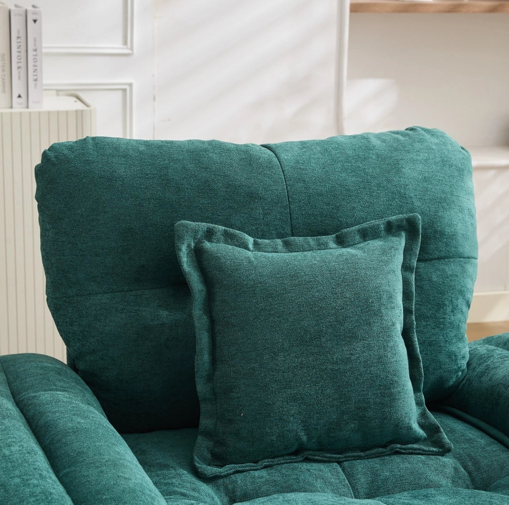 Poltrona girevole Chenille 360° oversize con cuscino di supporto per soggiorno, camera da letto e cameretta