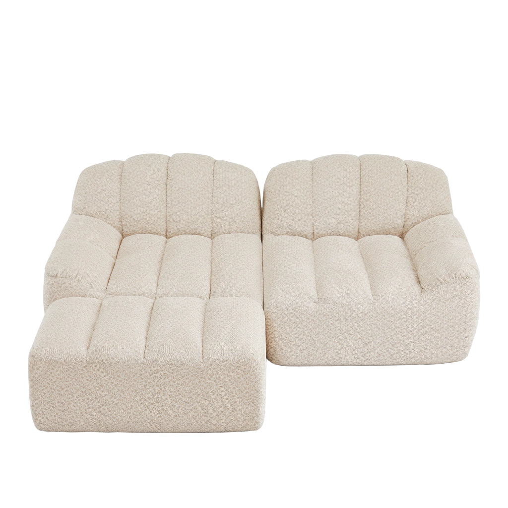 Divano Modulare 2 Posti con Ottoman, Chaise Longue ¨C Xylo ¨C Beige