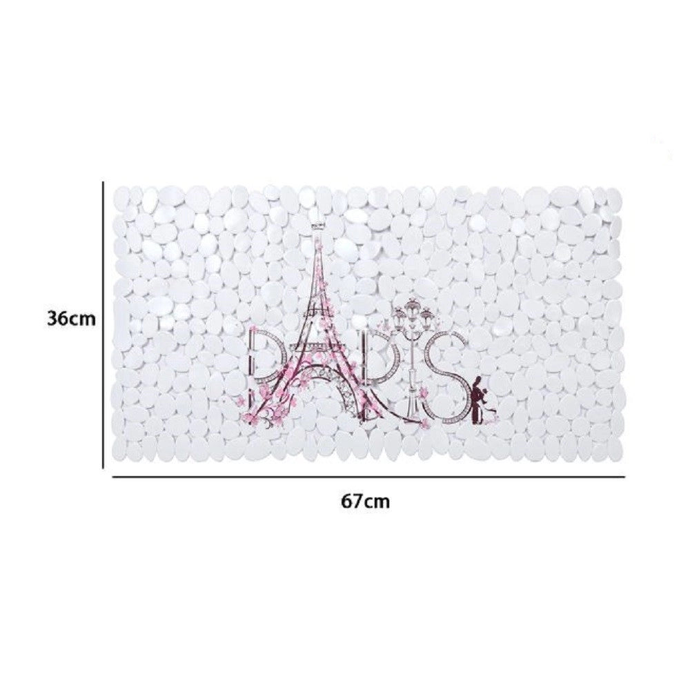 Trade Shop - Tappeto Tappetino Pvc Scritta Paris Antiscivolo Vasca Bagno Doccia 67x36cm 87045 -
