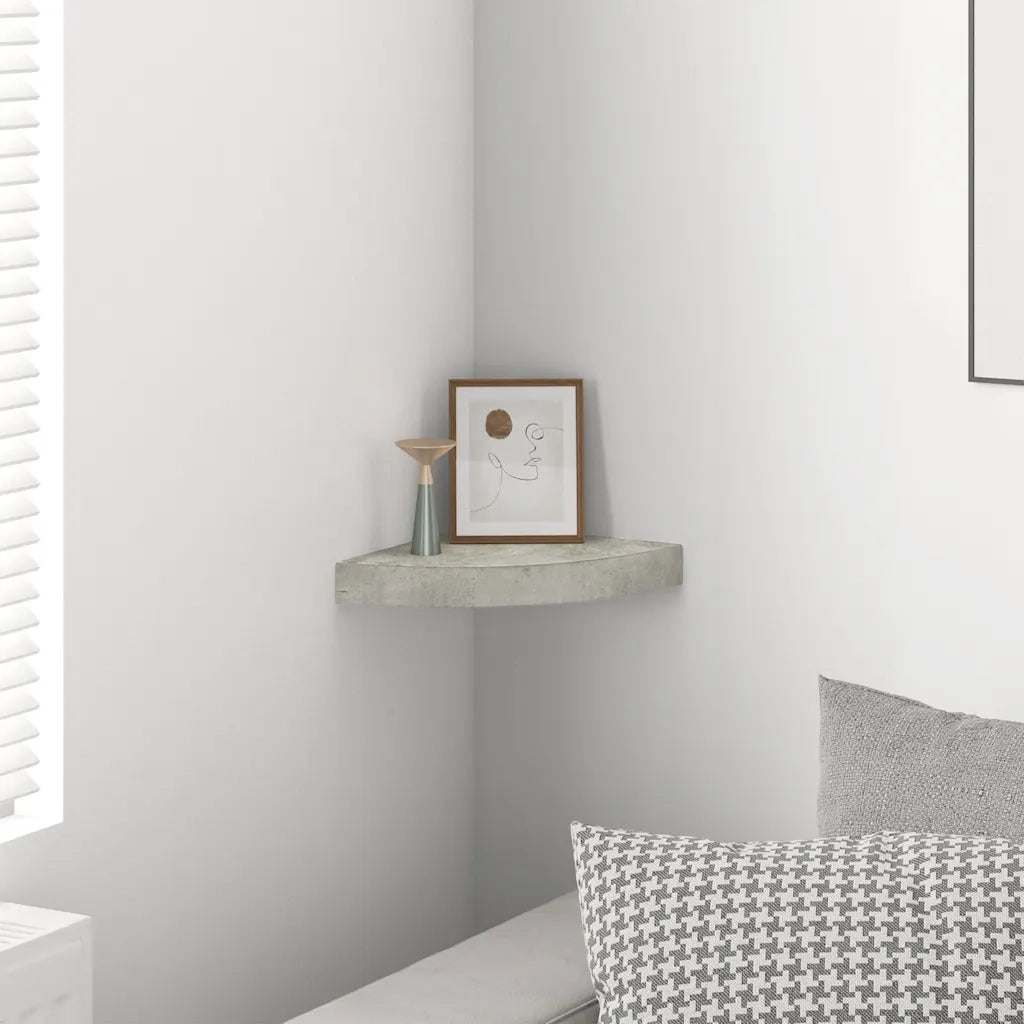 Mensola Angolare Grigio Cemento 25x25x3,8 cm in MDF cod mxl 59548