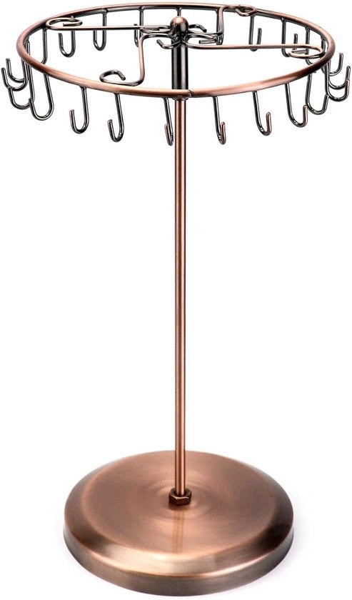 Standarizzazione rotante per gioielli con 23 ganci - albero per catene appeso per catene - bracciali - anelli e orecchini, H34,8 x B20,5 cm