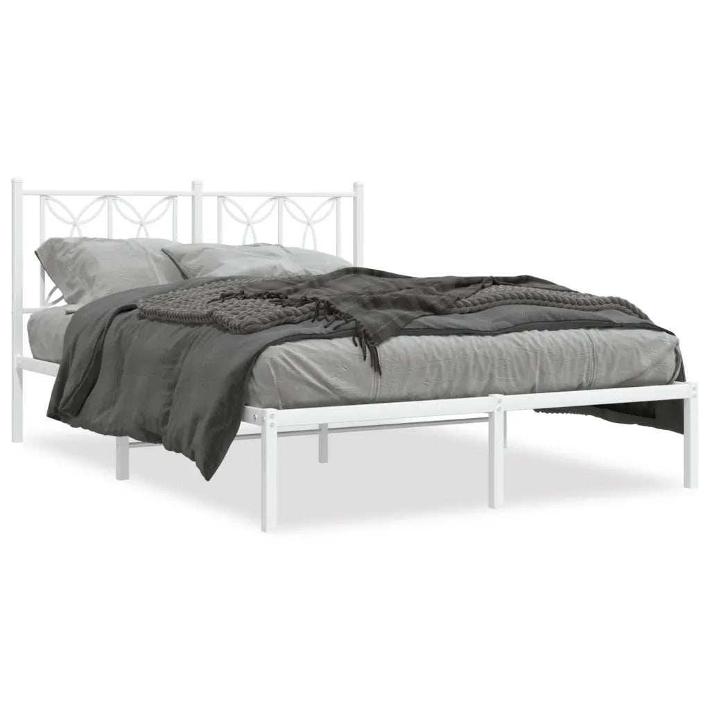 vidaXL Giroletto con Testiera Metallo Bianco 135x190 cm