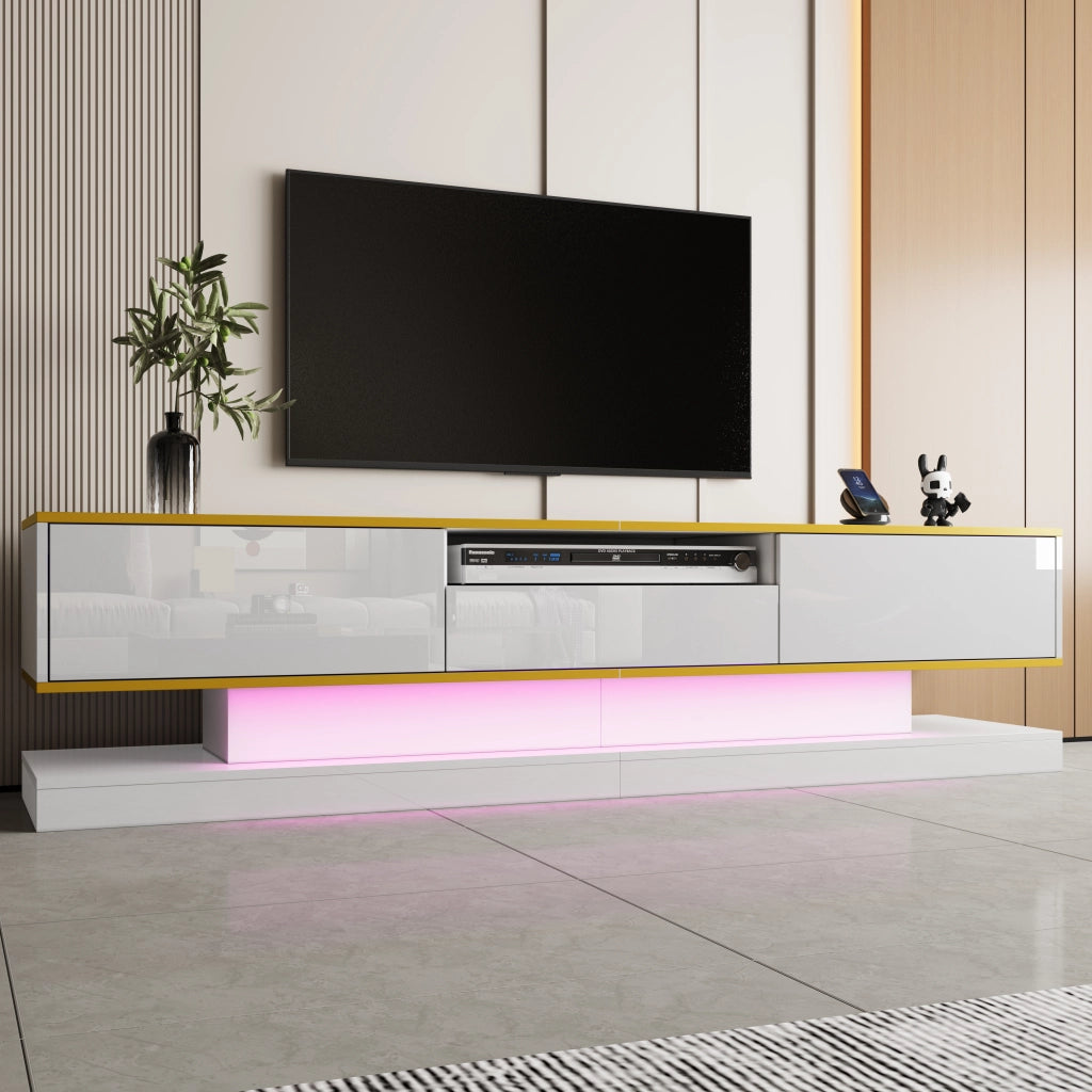 Mobile TV moderno con tre cassetti - Zephmum- 180x38x45cm- LED a cambio colore