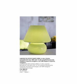 Lampada Da Tavolo Fungo H24.8Verde Vetro - Bizzotto