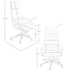 Sedia girevole da ufficio in similpelle marrone