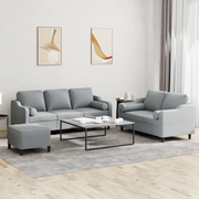 Set Divani 3 pz con Cuscini Grigio Chiaro in Tessuto 3201858