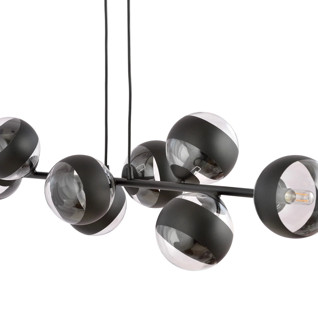 Lampadario Contemporaneo Durga Acciaio Nero 8 Luci E14 Ip20