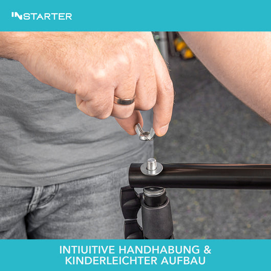 Instarter Sistema di sfondi largo 155-305 cm , sfondo fotografico in verde, bianco e nero, morsetti per fotografia e green screen, supporto per fondali in carta e tessuto