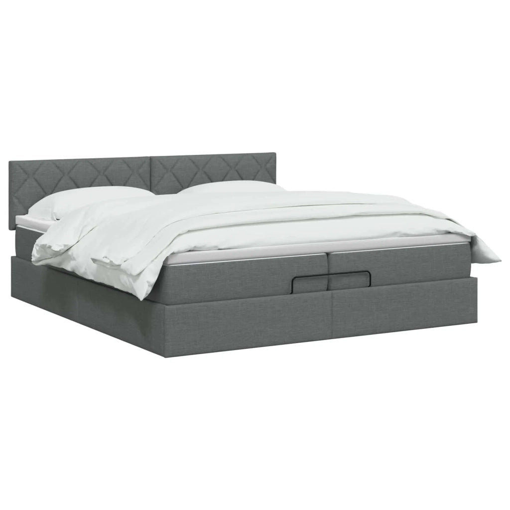 Letto ottomano con materasso Grigio Scuro 200 x 200 cm Tessuto 3456435
