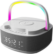 Orologio digitale con 15 W carica rapida Qi wireless 5.3 Bluetooth speaker radio FM timer luce a LED notturna supporta scheda TF ingresso AUX sveglia per camera da letto