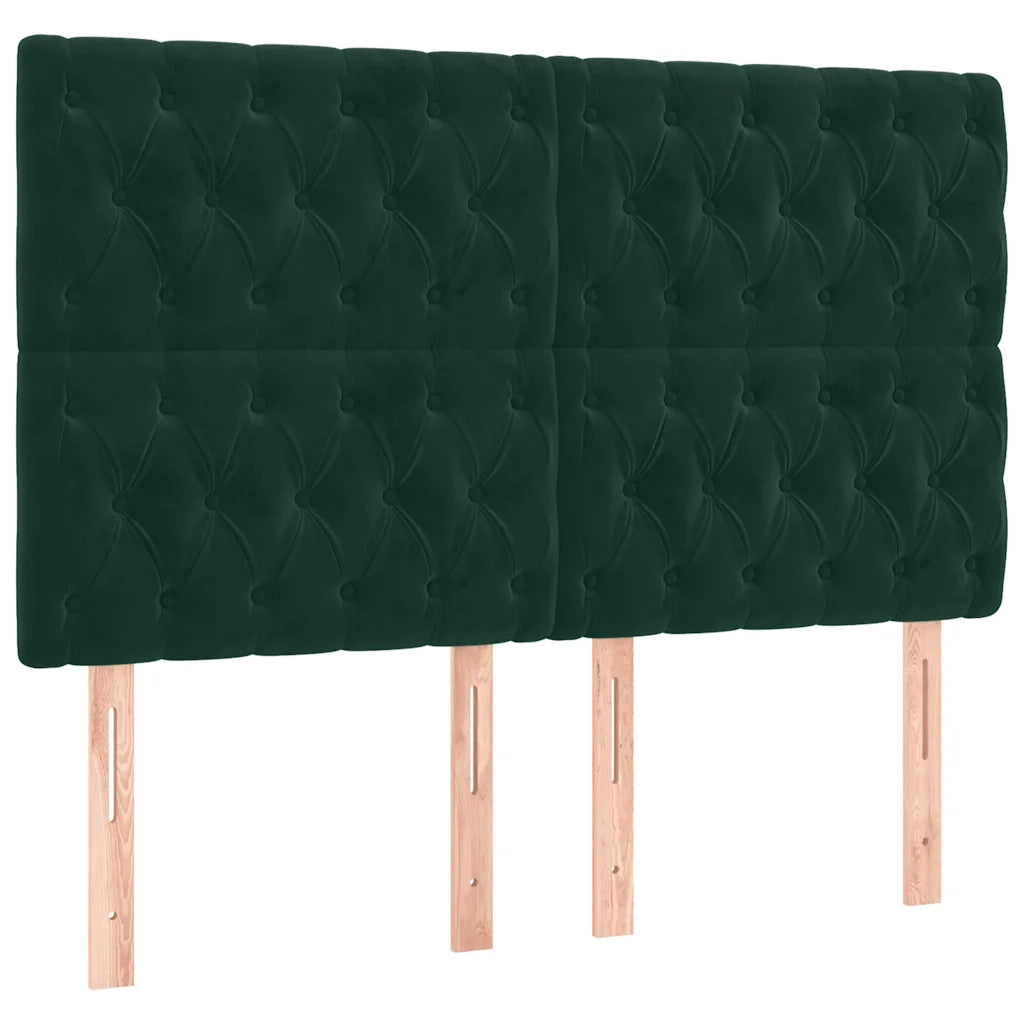 Letto a Molle con Materasso e LED Verde Scuro 140x200cm Velluto