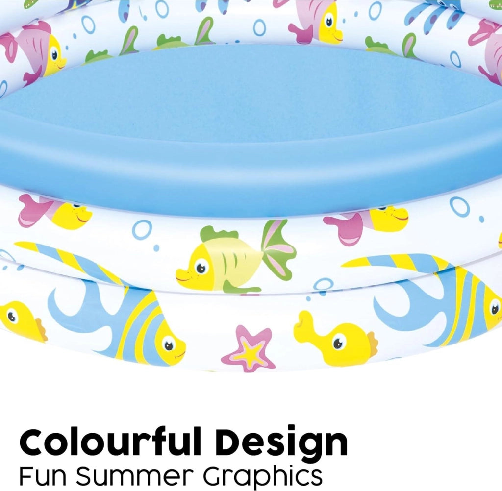 BESTWAY PISCINETTA PER BAMBINI 3 ANELLI 102X25 CM CORAL 2 ANNI+ FANTASIA PESCIOLINI