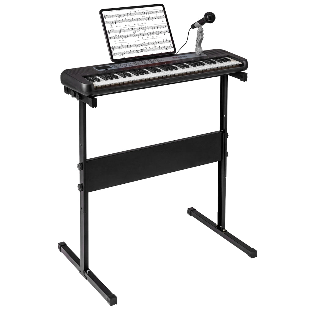 Tastiera pianoforte bambini 61 tasti supporto regolabile microfono-Tastiera leggio digitale educativo interno musicale bambini 3+ anni Nero