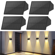 ZMH Lampada da Parete Solare Esterna Luce Calda Alto e Basso 4 Pezzi per Recinzione Giardino Balcone Terrazza