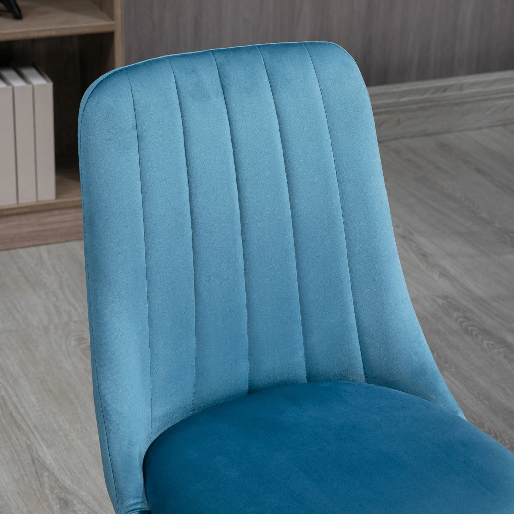 Sedie da Pranzo Imbottite ¨C zephmum ¨C Set 4 Pezzi, Poliestere e Acciaio, Blu, 47x55x86 cm
