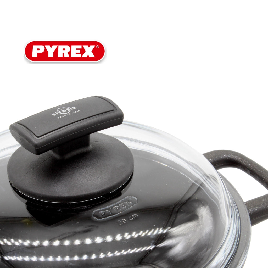 Tegame con Coperchio in Vetro Antiaderente 2 Manici Ø24 cm Olympia Hard Cook