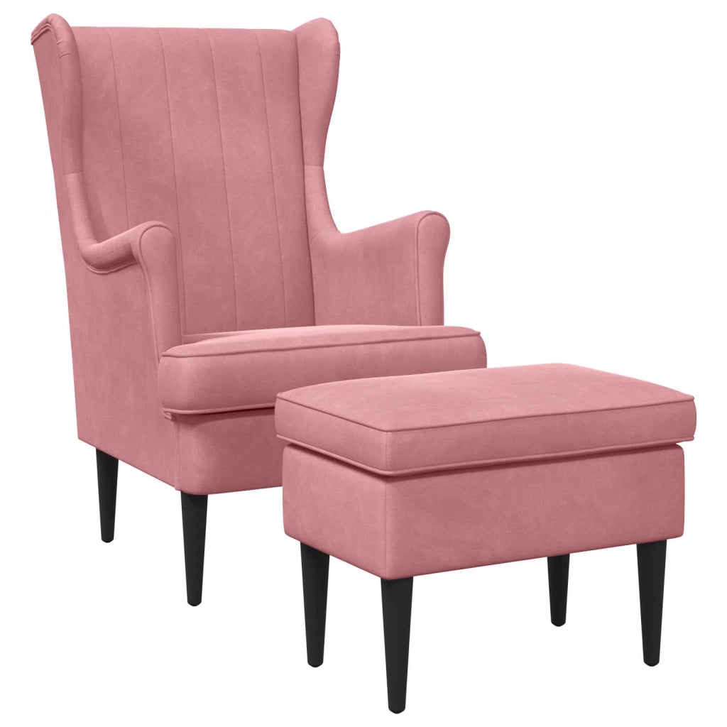 Poltrona con Ottomano 2 pz Rosa Velluto 3418826