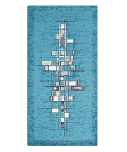 Tappeto moderno PIXEL BLU JEANS disegno arte contemporanea astratto geometrico, passatoia cucina multiuso lavabile in lavatrice e anti-scivolo cm.55x190