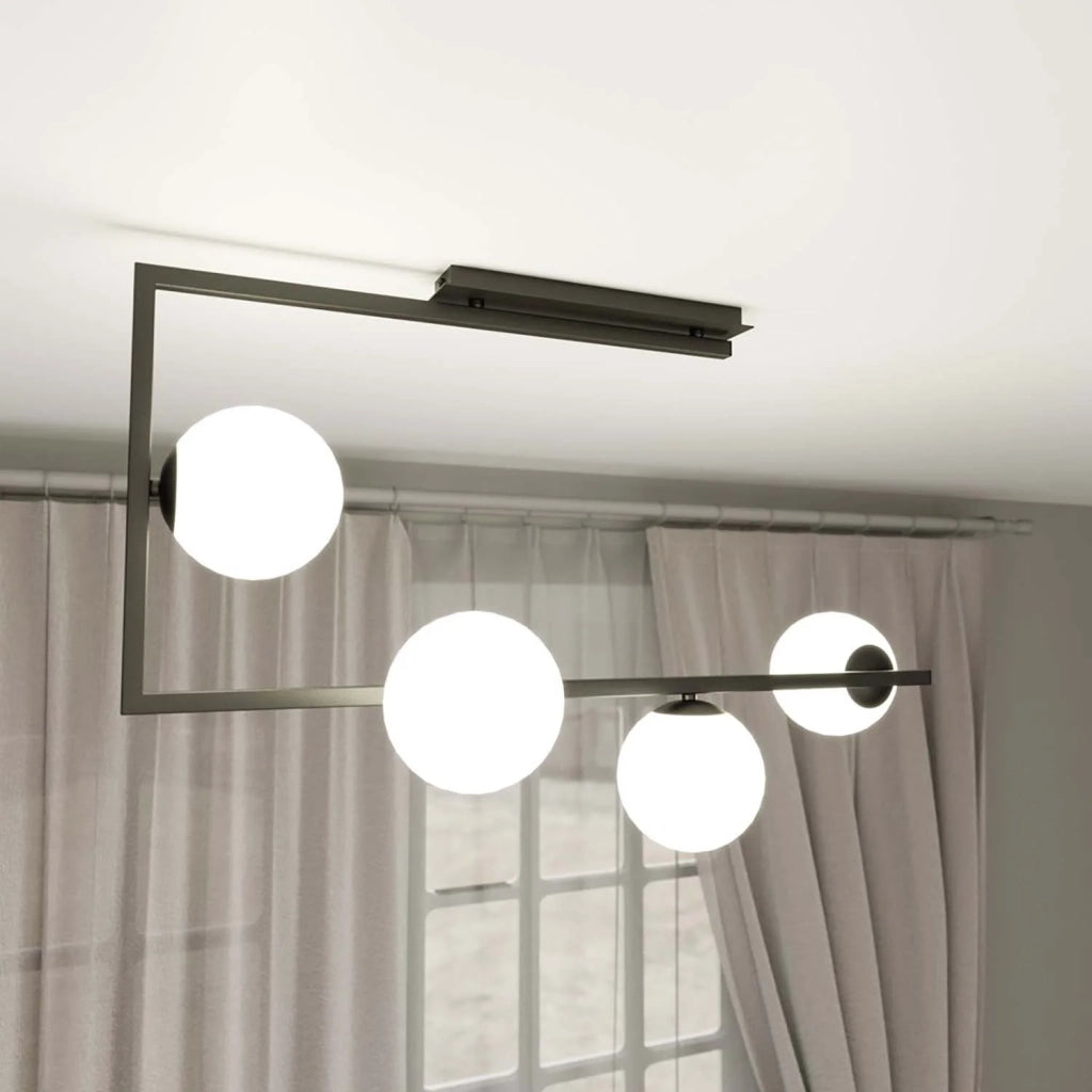 Plafoniera Minimal Nanna Acciaio Nero Oro 4 Luci E14 Ip20