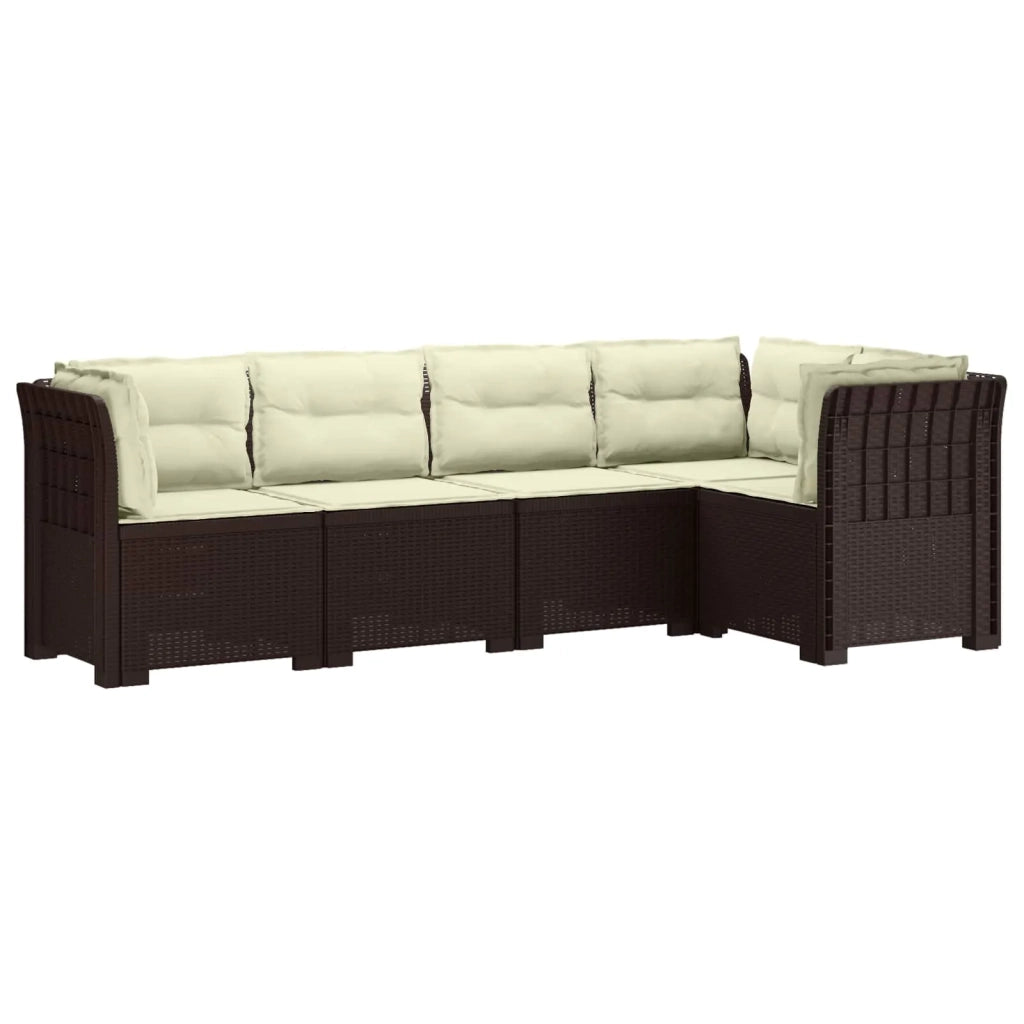 Divano da Giardino 5 Posti con Cuscini Stile Rattan PP Marrone 3444054