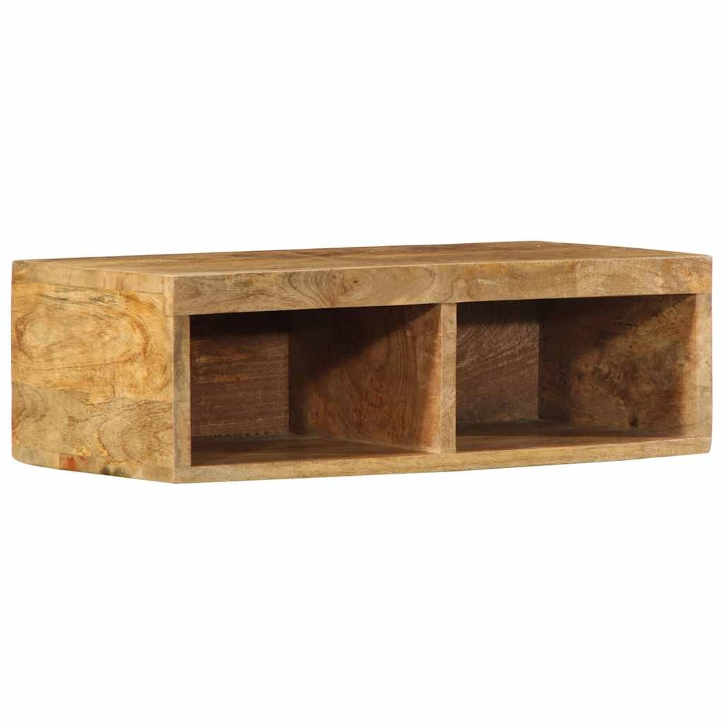 Mobile TV da parete salvaspazio con contenitore 60 x 30 x 19 cm in legno massello di mango grezzo 02_0057701