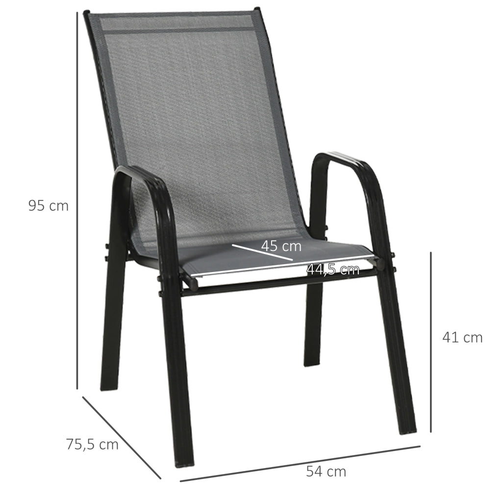 Set 4 Sedie da Giardino Impilabili Textilene ¨C Xylo ¨C Grigio Scuro 54x75,5x95 cm