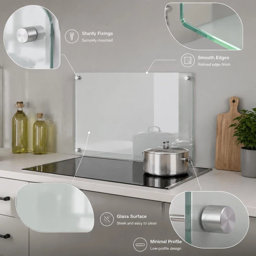 Kitchen Backsplash, Transparent, 70x50 Cm, Tempered Glass