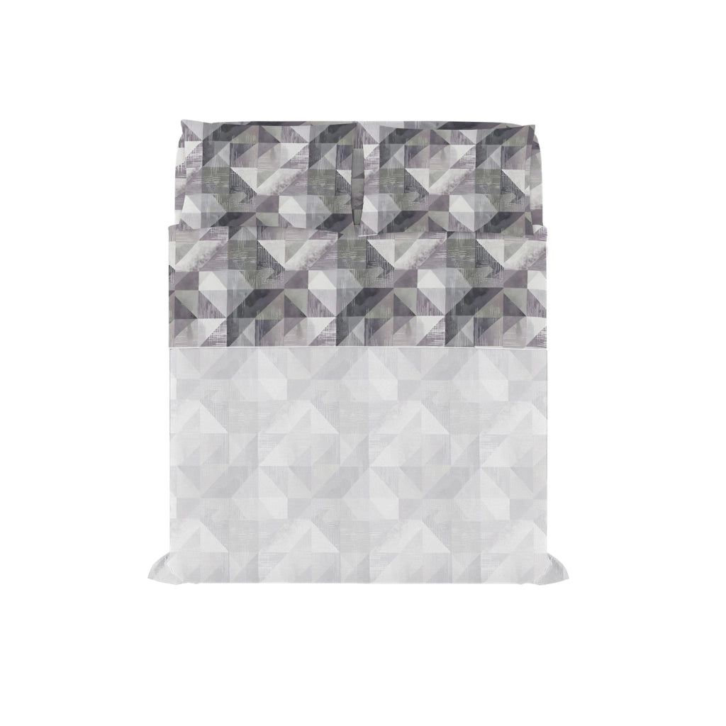 Set Lenzuola Singolo con Stampa Sopra Sotto e Federa Linea River Sepik Grey