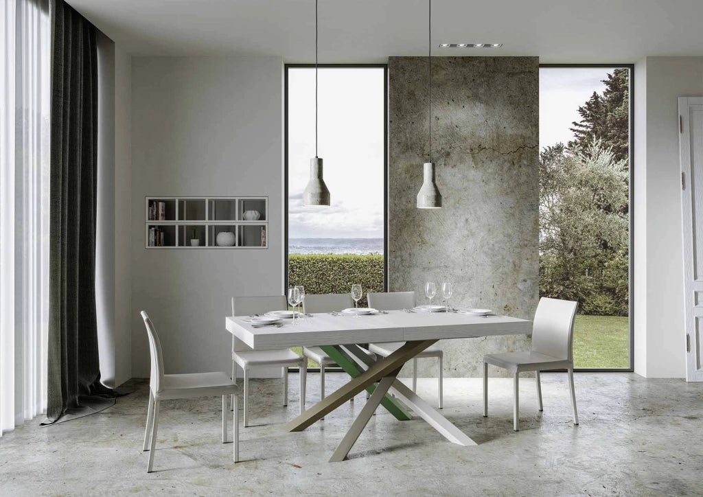 Tavolo Allungabile 200-460x90x77 cm Volantis Premium Bianco Frassino Telaio 4A
