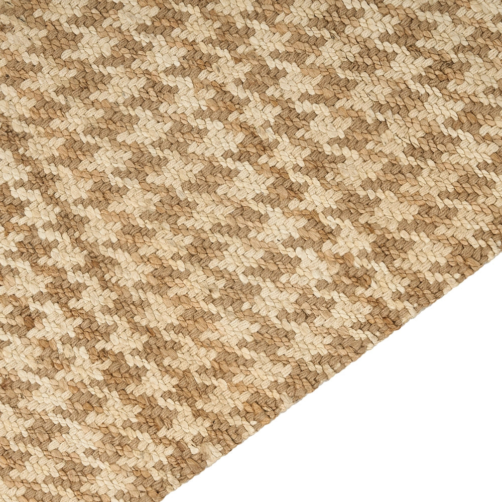 Tappeto da corridoio in iuta beige intrecciato a mano con motivo seghettato 200 x 300 cm stile boho rustico