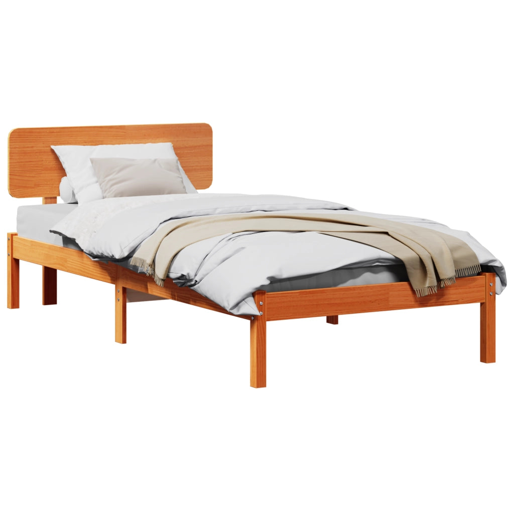 Struttura letto con testiera Cerato marrone 100x200 cm Legno massello di pino
