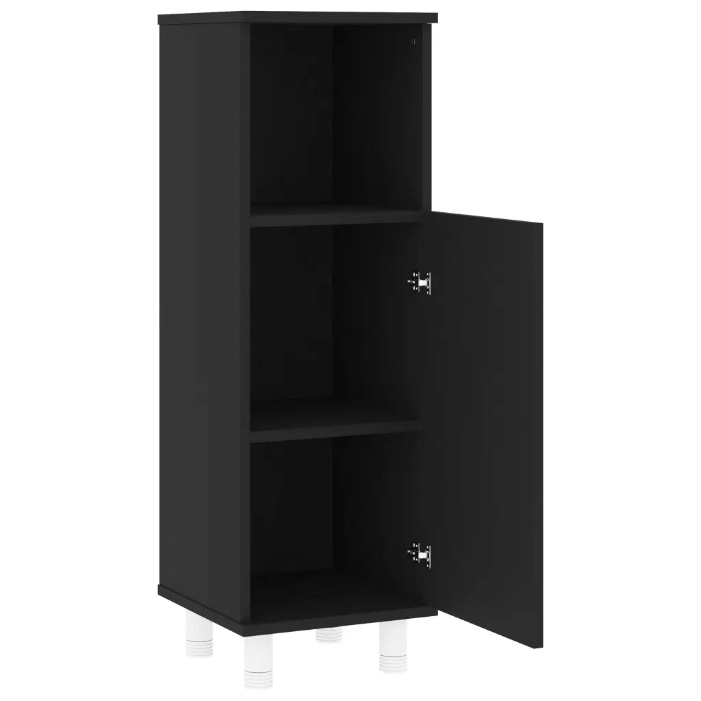 Mobile da Bagno Nero 30x30x95 cm in Legno Multistrato 802616
