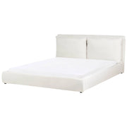 Letto moderno velluto bianco sporco 180 x 200 cm testata imbottita