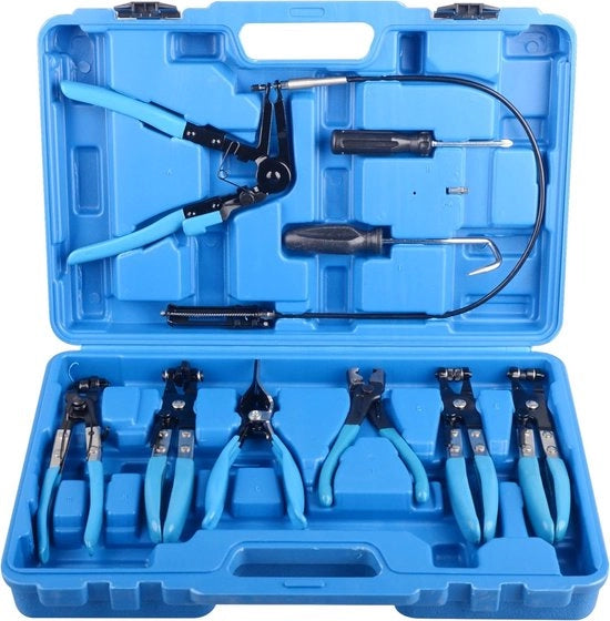 Set di attrezzi per auto con set di morsetti a lunga portata per tubi di accensione - 9 pezzi - tubo di raffreddamento per motore - attrezzo per auto - colore blu