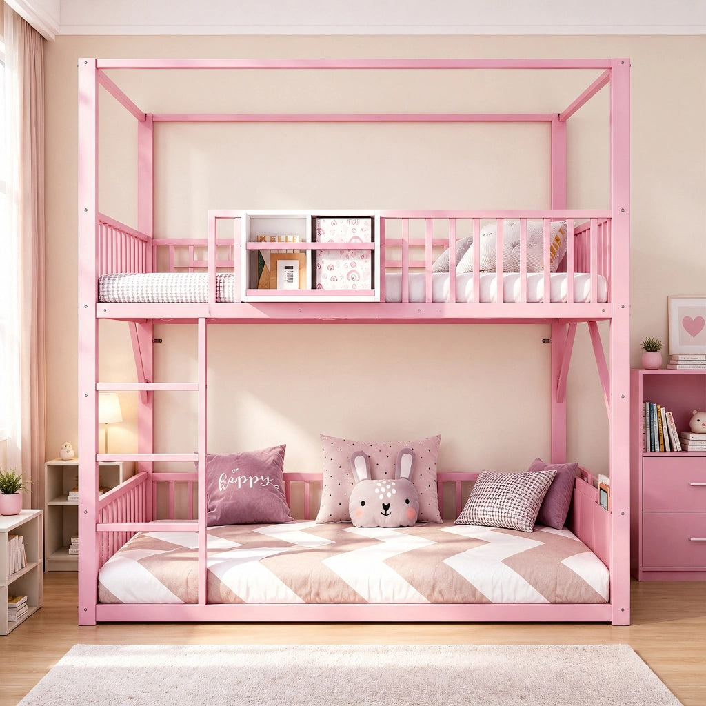 letto a castello metallo rosa 96 x 204 cm