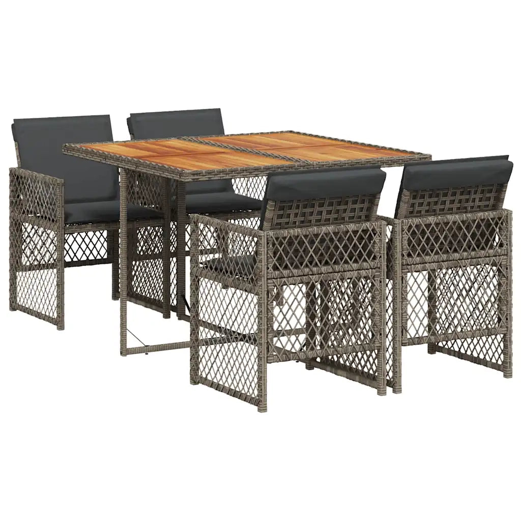 Set da Pranzo da Giardino 5 pz con Cuscini in Polyrattan Grigio 3210722