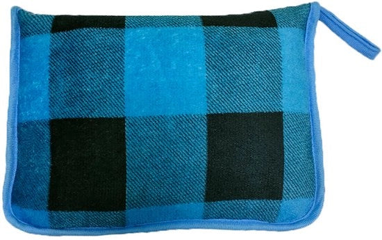 Decongelante deken per viaggio, con clip per zaino e cinturino per valigia, piumino compatto, adatto a ogni viaggio, 100*150cm, Blu a quadri