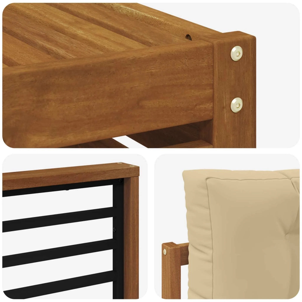 Set di divani da esterno con cuscino 8 pcs Naturale e Beige