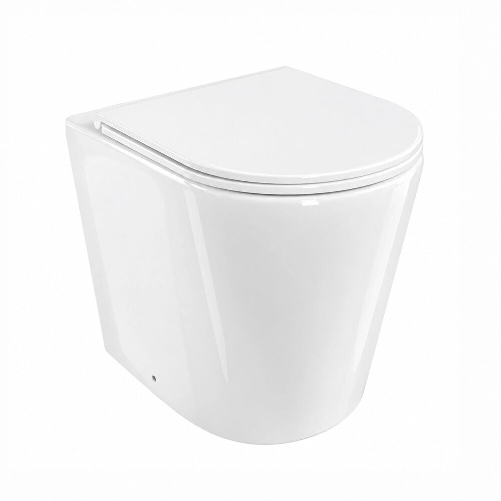 Set sanitari in ceramica bianco lucido filomuro rimless con copriwc Kyoto