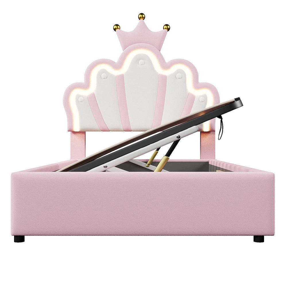 Letto principessa 90x200cm?- Xylo - corona LED rosa