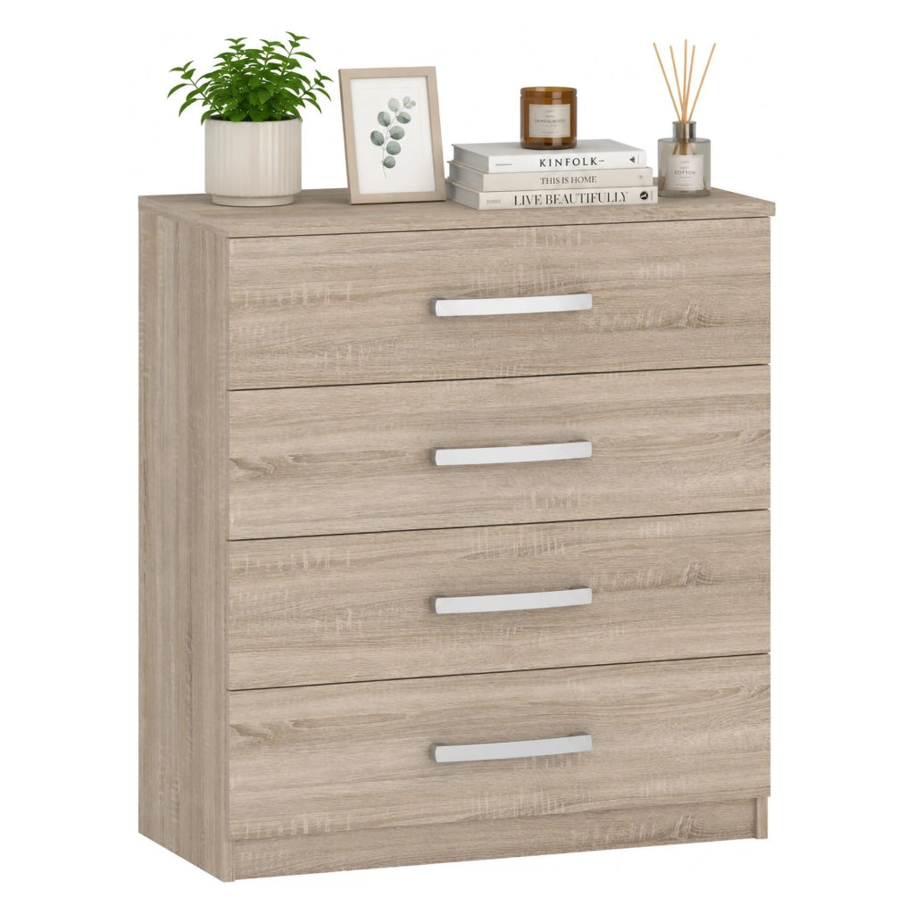 Laga, Cassettiera 4 Cassetti, 83x43x97h cm Marrone Rovere