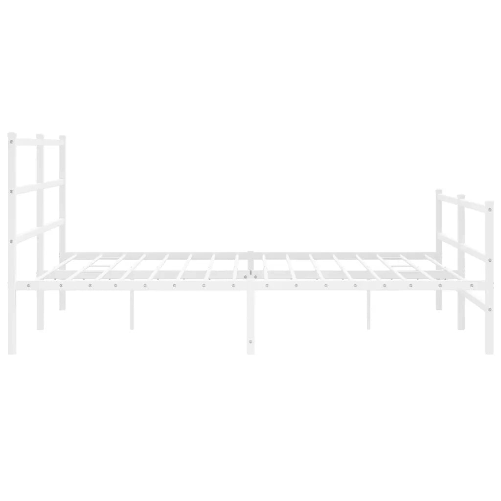 Giroletto con Testiera e Pediera-Struttura Letto Metallo Bianco 193x203 cm 277902