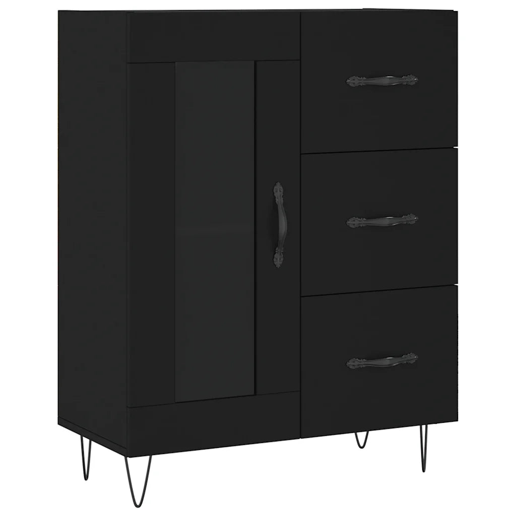 Credenza | Madia | Buffet da pranzo | Armadio da pranzo Nera 69,5x34x90 cm in Legno Multistrato