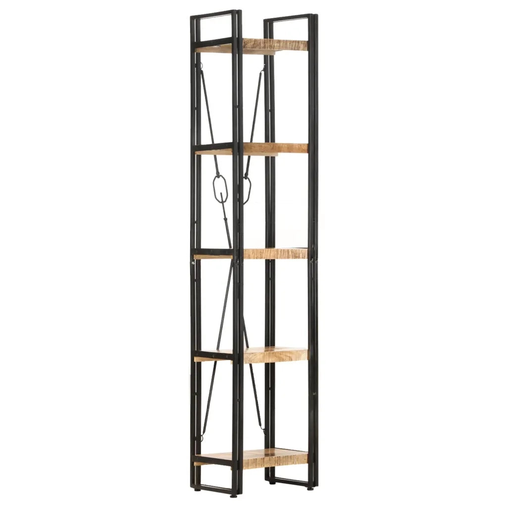 Libreria a 5 Ripiani-Scaffale per Libri-Mobile di Stoccaggio 40x30x180 cm in Legno Massello di Mango