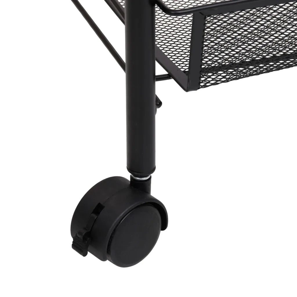 Carrello da Cucina con 3 Ripiani Nero 46x26x64 cm in Ferro CFW1170992