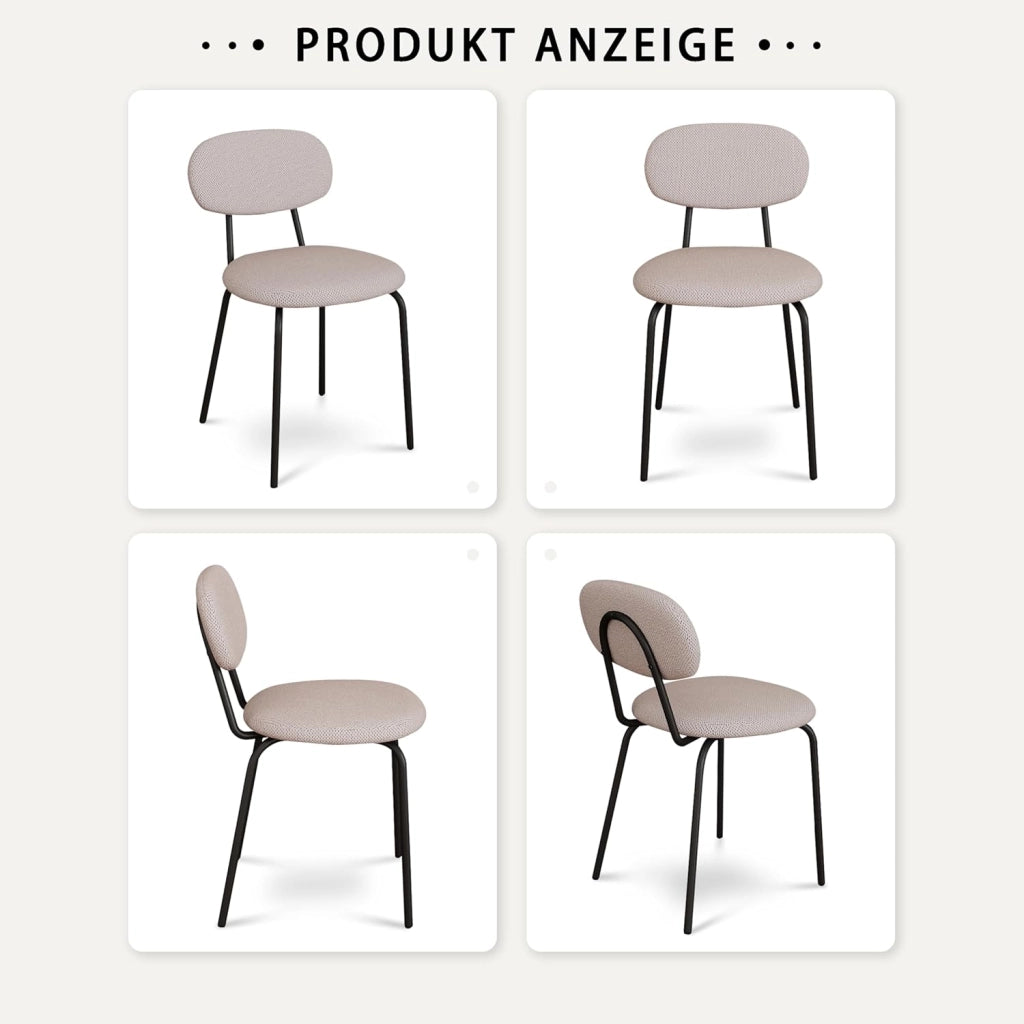 GrandCA HOME 12 Sedie da Pranzo Impilabili, Sedie da Cucina Imbottite in Morbido Lino, Design Salvaspazio, Adatte a Sale da Pranzo, Cucine e Soggiorni (Cachi)