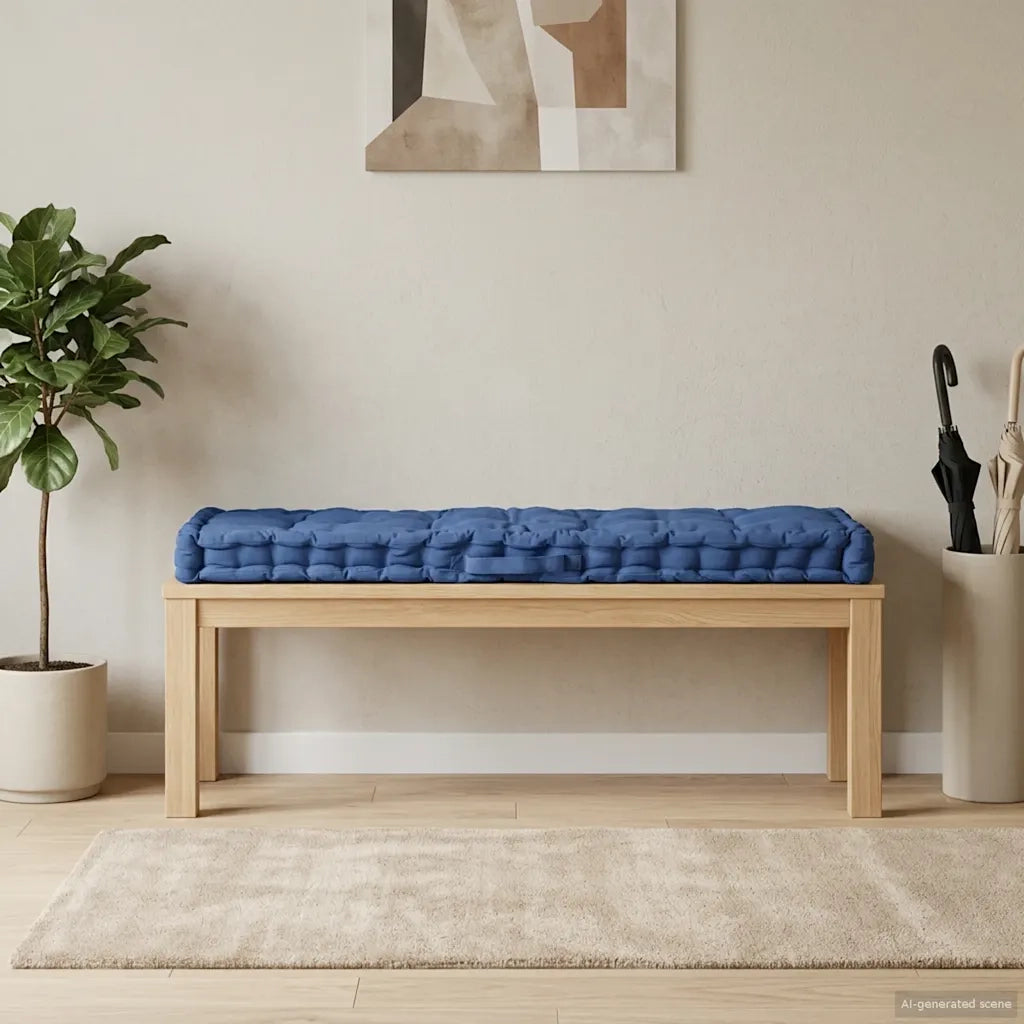 Cuscino per Pallet e Pavimento in Cotone 120x40x7 cm Blu Chiaro